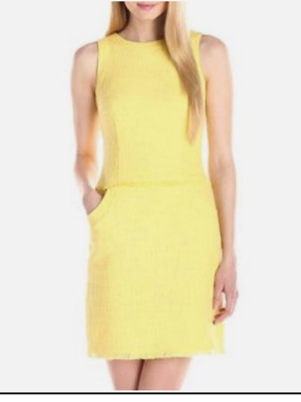 Calvin Klein Woven Sleeveless Yellow Knit Shift Dress
